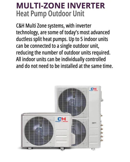 2 Zone Cooper & Hunter OLIVIA Series 2 Ductless Mini Split 12k+18k A/C Wall Mounts and 28000BTU Heat Pump 24.9 SEER with 25ft Installation Kit + WIFI Adapter - South Mini Splits