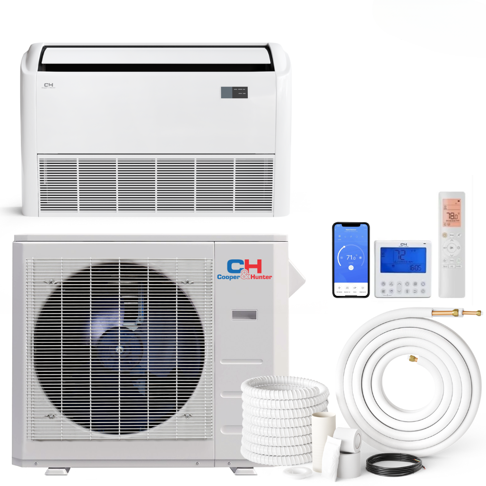 Cooper & Hunter Universal Floor/Ceiling HYPER 18,000 BTU, R454B, 230V, Air Conditioning, Heat Pump, Mini Split Inverter System, 20.5 SEER2 , 2 TON. Optional Installation Kit. CH-RSH18MFC + CH-RHP18-230VO - South Mini Splits