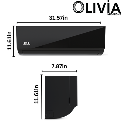 Cooper&Hunter Olivia Midnight Series 9,000 BTU Black Wall-Mount Indoor Unit, 230V Mini Split Heat Pump Inverter System, Up to 26.4 SEER2 with Wi-Fi, Optional Installation Kit - CH-B09MOLVWM-230VI - South Mini Splits