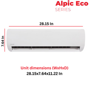 OLMO Alpic Eco Series, R410A, 9,000 BTU 115V Single Zone 0.75 Ton High Wall Air Conditioner and Heat Pump, Ductless Mini Split Inverter System, 17 SEER Single Head, with Choice of Optional Installation Kit, OS-EL09ALP115VI + OS-EL09ALP115VO - South Mini Splits