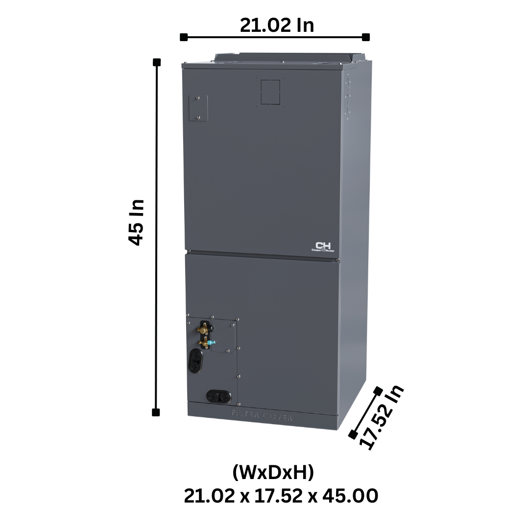 Cooper&Hunter Multi-Zone R410A, 18,000 BTU 230V Multi-Position Air Handler Air Conditioning Indoor Unit for Heat Pump, Ductless Mini Split Inverter System Up To 21.6 SEER2, Wi-Fi Thermostat, Optional Install Kit and Auxiliary Heat Strip CH-M18AHU-W - South Mini Splits