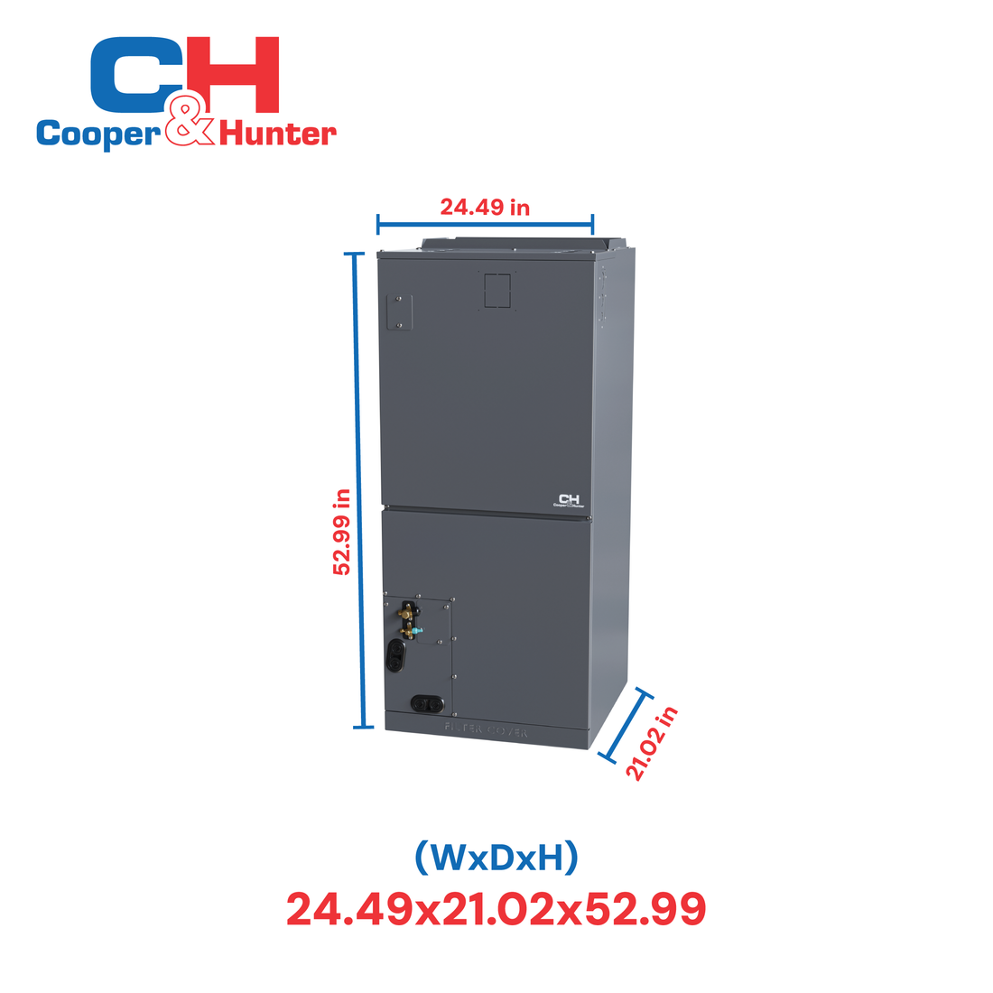 Cooper & Hunter 48,000 BTU 4 TON, R454B, 17.7 SEER Heat Pump Split System with Multi Position Air Handler Unit and optional Installation Kit and Optional Auxiliary Heat Strip.CH-RS48LCAHU + CH-R48LCU-230VO - South Mini Splits
