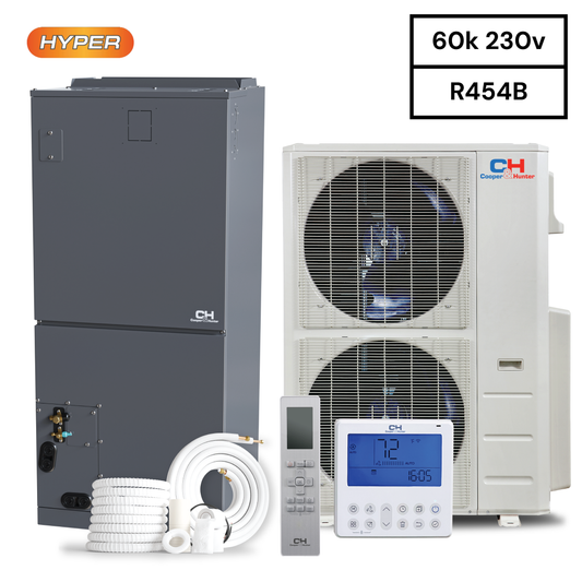 Cooper & Hunter 60,000 BTU, R454B, 6 TON High Efficiency Hyper Heat 15.2 SEER Heat Pump Split System with Multi Position Air Handler Unit and Optional Installation Kit and Optional Auxiliary Heat Strip.CH-RS48LCAHU +CH-RHP60LCU-230V0