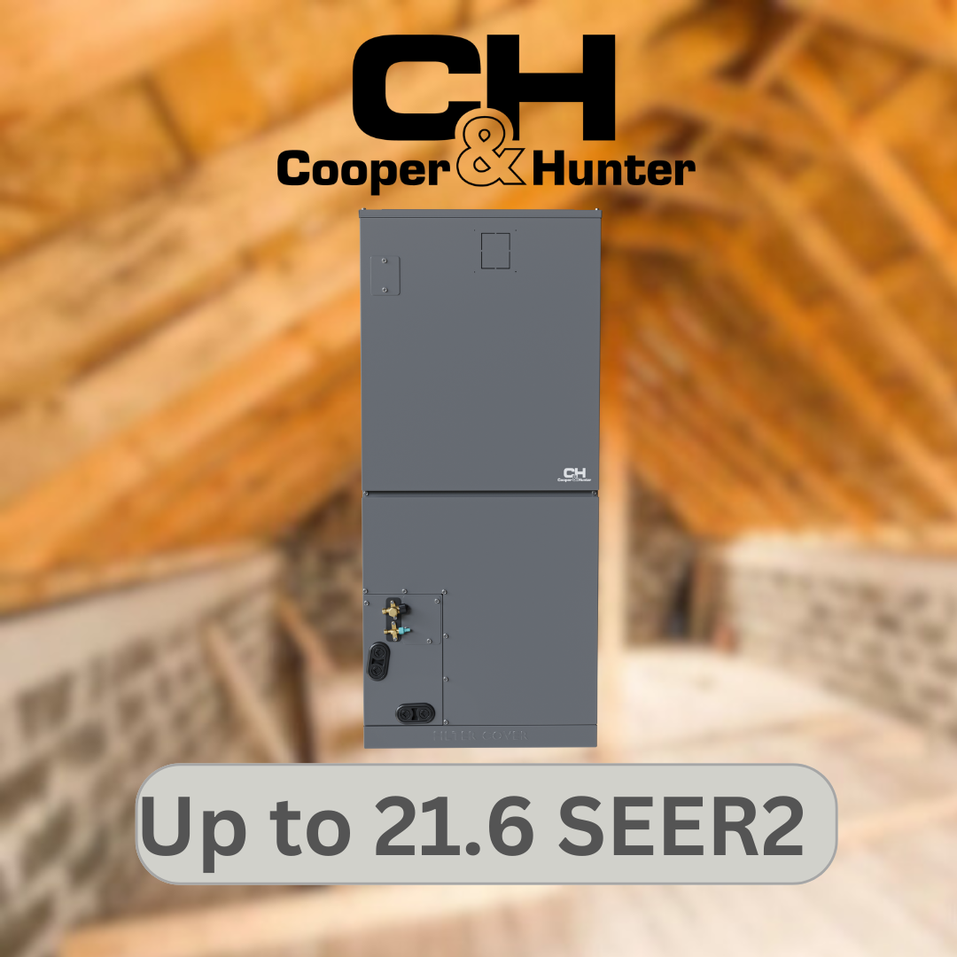 Cooper&Hunter Multi-Zone R410A, 18,000 BTU 230V Multi-Position Air Handler Air Conditioning Indoor Unit for Heat Pump, Ductless Mini Split Inverter System Up To 21.6 SEER2, Wi-Fi Thermostat, Optional Install Kit and Auxiliary Heat Strip CH-M18AHU-W