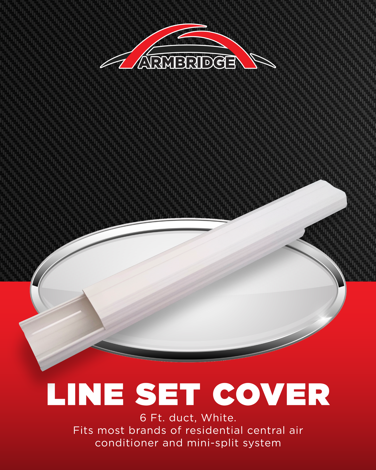 ARMBRIDGE 6FT PVC Decorative White Line Set Cover Duct | for Ductless Mini Split Air Conditioners, Heat Pumps, and Inverter Systems