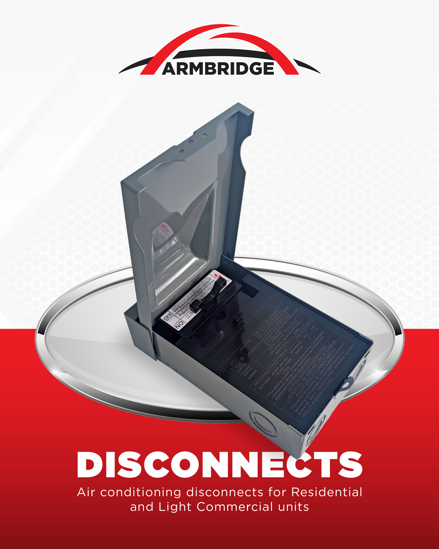 ARMBRIDGE 60 AMP Non-Fusible Metallic Disconnect Box | Durable Enclosed Disconnect for Residential and Light Commercial HVAC Systems
