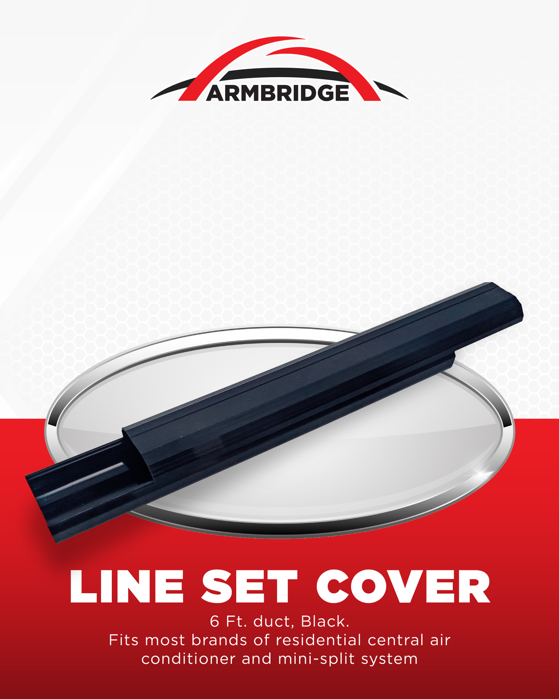 ARMBRIDGE 6FT PVC Decorative Black Line Set Cover | Duct for Ductless Mini Split Air Conditioners, Heat Pumps, and Inverter Systems - South Mini Splits