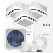 Bravo Milano Series 3-Zone Ductless Mini Split AC & Heat Pump – 24,000 BTU (2 Ton), Ceiling Cassette Units (9K+9K+9K BTU), Inverter Technology, 230V, Heating & Cooling - South Mini Splits