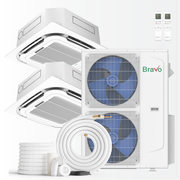 Bravo Milano Series 2-Zone Ductless Mini Split AC & Heat Pump – 42,000 BTU (3.5 Ton), Ceiling Cassette Units (9K+12K BTU), Inverter Technology, 230V, Heating & Cooling - South Mini Splits