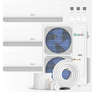 Bravo Milano Series 3-Zone Mini Split AC & Heat Pump -- 42,000 BTU (3.5 Ton), Wall Mount Units (18K+18K+24K BTU), Inverter Technology, 208-230V, Heating & Cooling - South Mini Splits