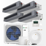 Bravo Milano Series 4-Zone Ducted Mini Split AC & Heat Pump – 30000 BTU (2.5 Ton), Slim Duct Units (9k+ 9k +12K + 12K BTU), Inverter Technology, 230V, Heating & Cooling