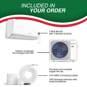 Bravo Milano Series 4-Zone Ductless Mini Split AC & Heat Pump -- 42,000 BTU (3.5 Ton), Wall Mount Units (9K+9K+18K+24K BTU), Inverter Technology, 208-230V, Heating & Cooling - South Mini Splits
