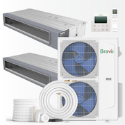 Bravo Milano Series 2-Zone Ducted Mini Split AC & Heat Pump – 42000 BTU (3.5 Ton), Slim Duct Units (24K+24K BTU), Inverter Technology, 230V, Heating & Cooling - South Mini Splits