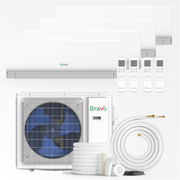 Bravo Milano Series 3-Zone Mini Split AC & Heat Pump -- 30,000 BTU (2.5 Ton), Wall Mount Units (9K+9K+9K BTU), Inverter Technology, 208-230V, Heating &Cooling - South Mini Splits