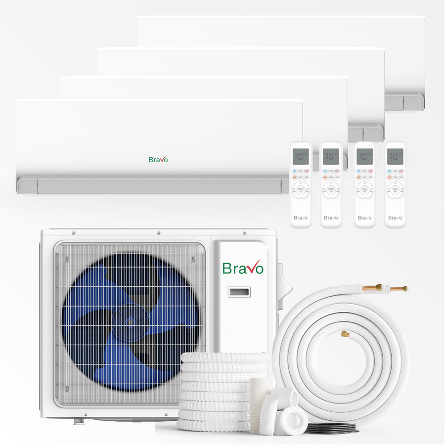 Bravo Milano Series 3-Zone Mini Split AC & Heat Pump -- 30,000 BTU (2.5 Ton), Wall Mount Units (9K+9K+9K BTU), Inverter Technology, 208-230V, Heating &Cooling - South Mini Splits