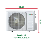 Bravo Roma Single Zone Wall Mount, 1 Ton Mini Split AC and Heat Pump, R32, 12,000 BTU Wall Mount Ductless Mini Split, 17 SEER Inverter System, 115V/60HZ, Single Head, Smart app, 13FT Installation Kit Included, BRV-R12W-115VI + BRV-R12LS-115VO - South Mini Splits