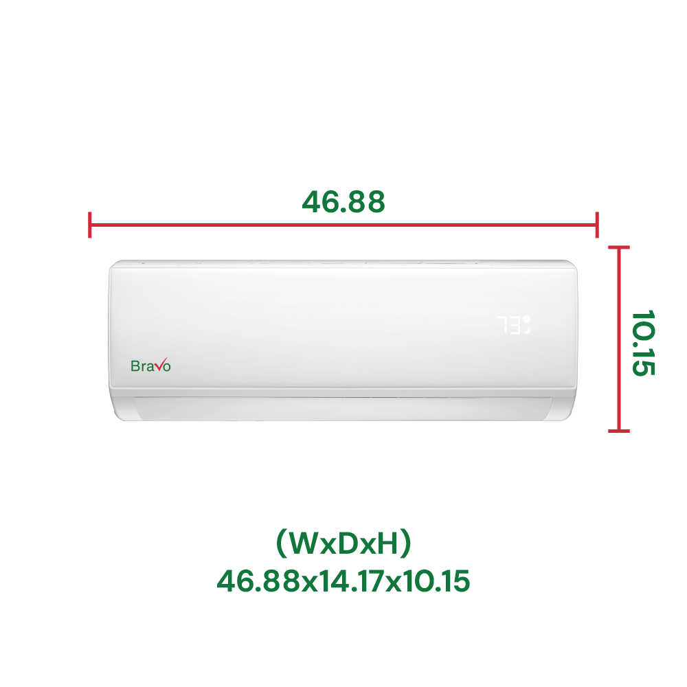Bravo Roma Single Zone Wall Mount, 3 Ton Mini Split AC and Heat Pump, R32, 36,000 BTU Wall Mount Ductless Mini Split, 17 SEER Inverter System, 230V/60HZ, Single Head, Smart app, 13ft Installation Kit Included, BRV-R36W-230VI + BRV-R36LS-230VO - South Mini Splits