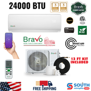 Bravo Roma Single Zone Wall Mount, 2 Ton Mini Split AC and Heat Pump, R32, 24,000 BTU Wall Mount Ductless Mini Split, 18 SEER Inverter System, 230V/60HZ, Single Head, Smart app, 13FT Installation Kit Included, BRV-R24W-230VI + BRV-R24LS-230VO - South Mini Splits