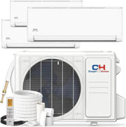 3 Zone Wall Mounts Ductless Mini Splits 12k+12k+12k with Installation Kits 36K Condenser 24.6 SEER 3 Ton Tri Zone Air Conditioner System with Wi-Fi Adapter Included - South Mini Splits