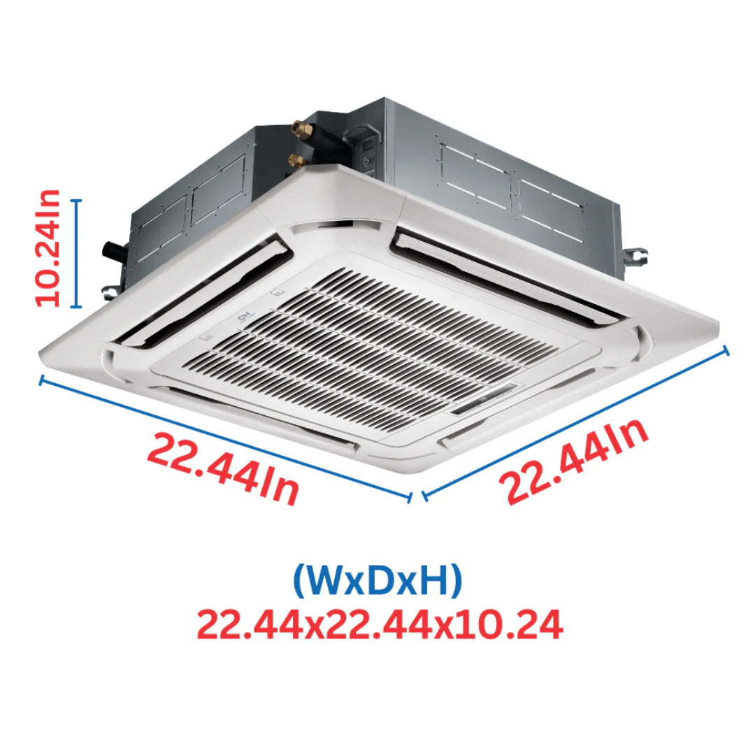 Cooper&Hunter R454B Four-Way Ceiling Cassette 9k + 9k BTU 2-Zone Ductless Mini Split System, 18K BTU Heat Pump, 20.7 SEER2, Wi-Fi Thermostat Included + Optional Installation Kit - South Mini Splits