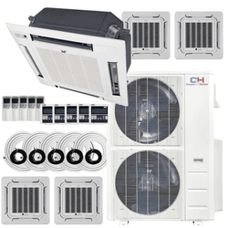 5 Zone Cooper & Hunter 48,000 BTU 9k+9k+12k+12k+18k Ceiling Cassettes Ductless Mini Splits with Installation Kits, 23.4 SEER 4 Ton Penta Zone Air Conditioner System - South Mini Splits