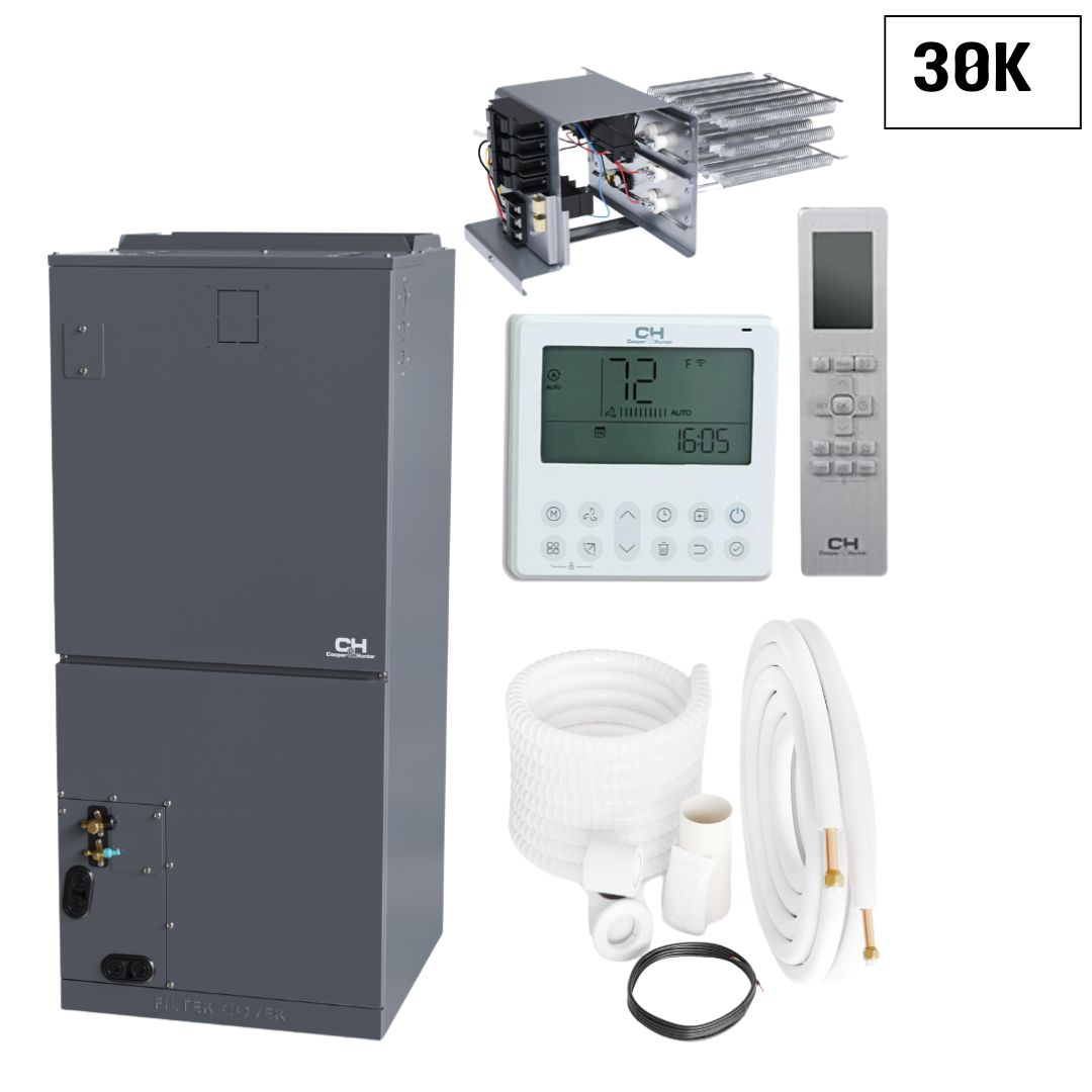 Cooper&Hunter Multi-Zone R454B, 30,000 BTU 230V Multi-Position Air Handler Air Conditioning Indoor Unit for Heat Pump, Ductless Mini Split Inverter System Up To 19.7 SEER2, Wi-Fi Thermostat, Optional Install Kit and Auxiliary Heat Strip CH-RS30MAHU - South Mini Splits