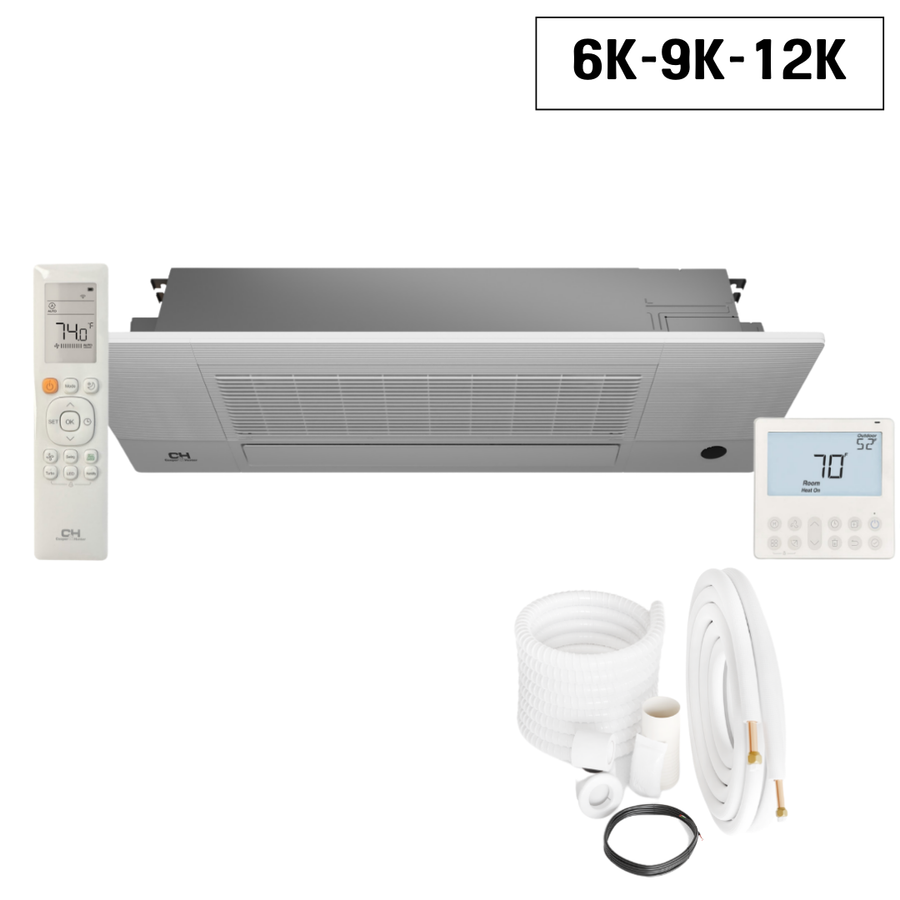 Cooper&Hunter Multi-Zone R454B Dip Switch 6,000 9,000 12,000 BTU 230V One-Way Ceiling Cassette Air Conditioning Indoor Unit for Heat Pump Mini Split Inverter System Up To 24 SEER2 w/ Wi-Fi Enabled Thermostat and Optional Installation Kit CH-RSH06-12MCT1W - South Mini Splits