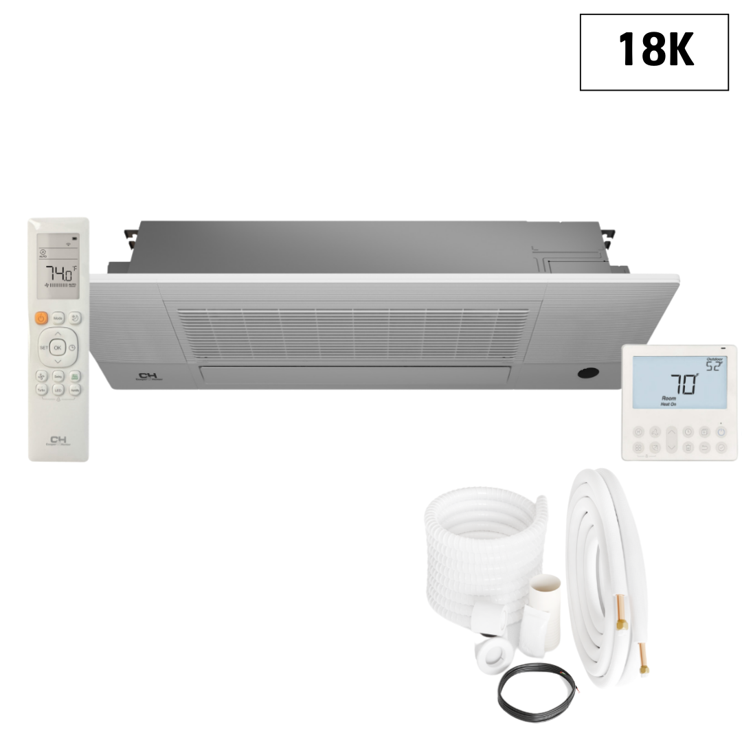 Cooper&Hunter Multi-Zone R454B, 18,000 BTU 230V One-Way Ceiling Cassette Air Conditioning Indoor Unit for Heat Pump Mini Split Inverter System Up To 24 SEER2 with Wi-Fi Enabled Thermostat and Optional Installation Kit CH-RSH18MCT1W - South Mini Splits