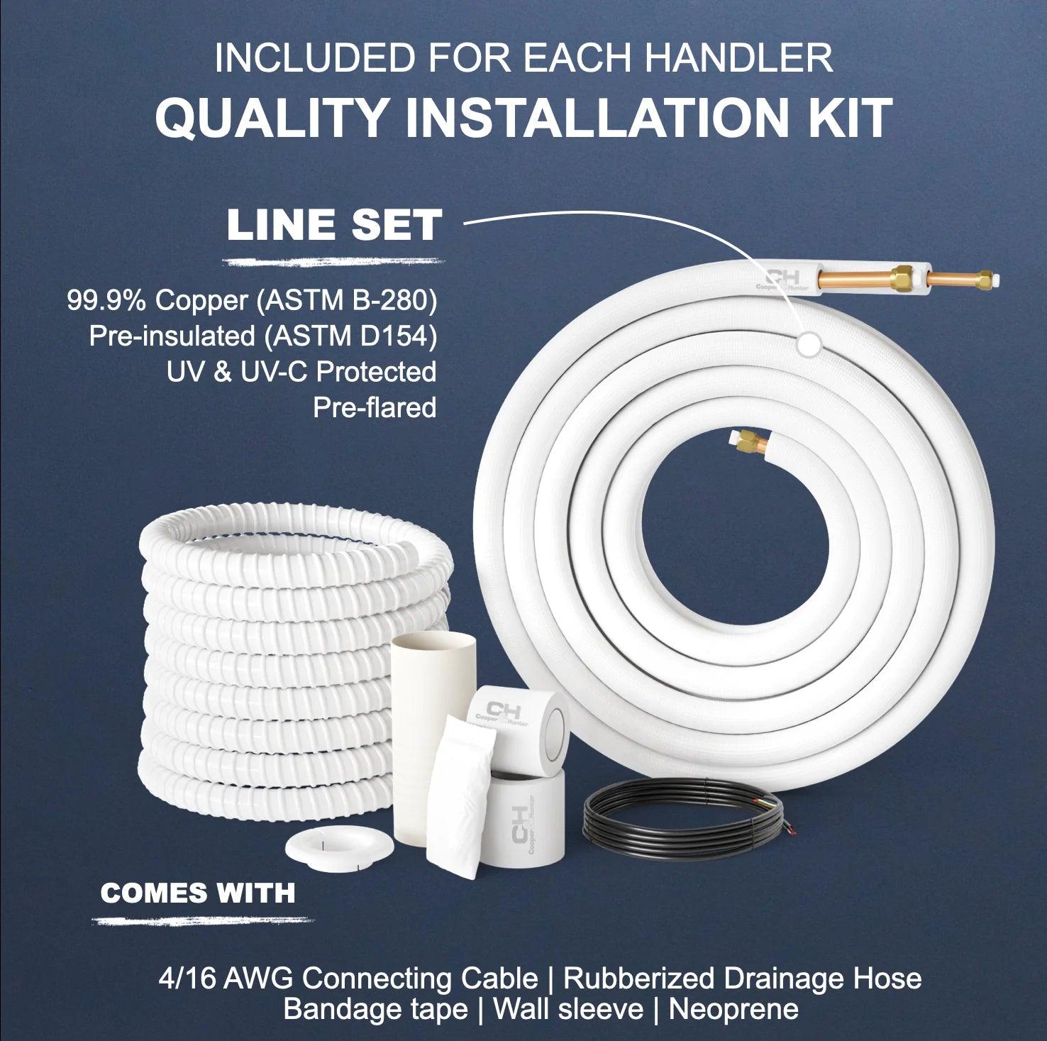 2 Zone, Cooper & Hunter 18,000 BTU 2 Zone 9k+ 9k Concealed Duct with Installation Kits, 19 SEER2 1.5 TON, Sophia Series Dual Zone Ductless Multi Mini Split Air Conditioners - South Mini Splits