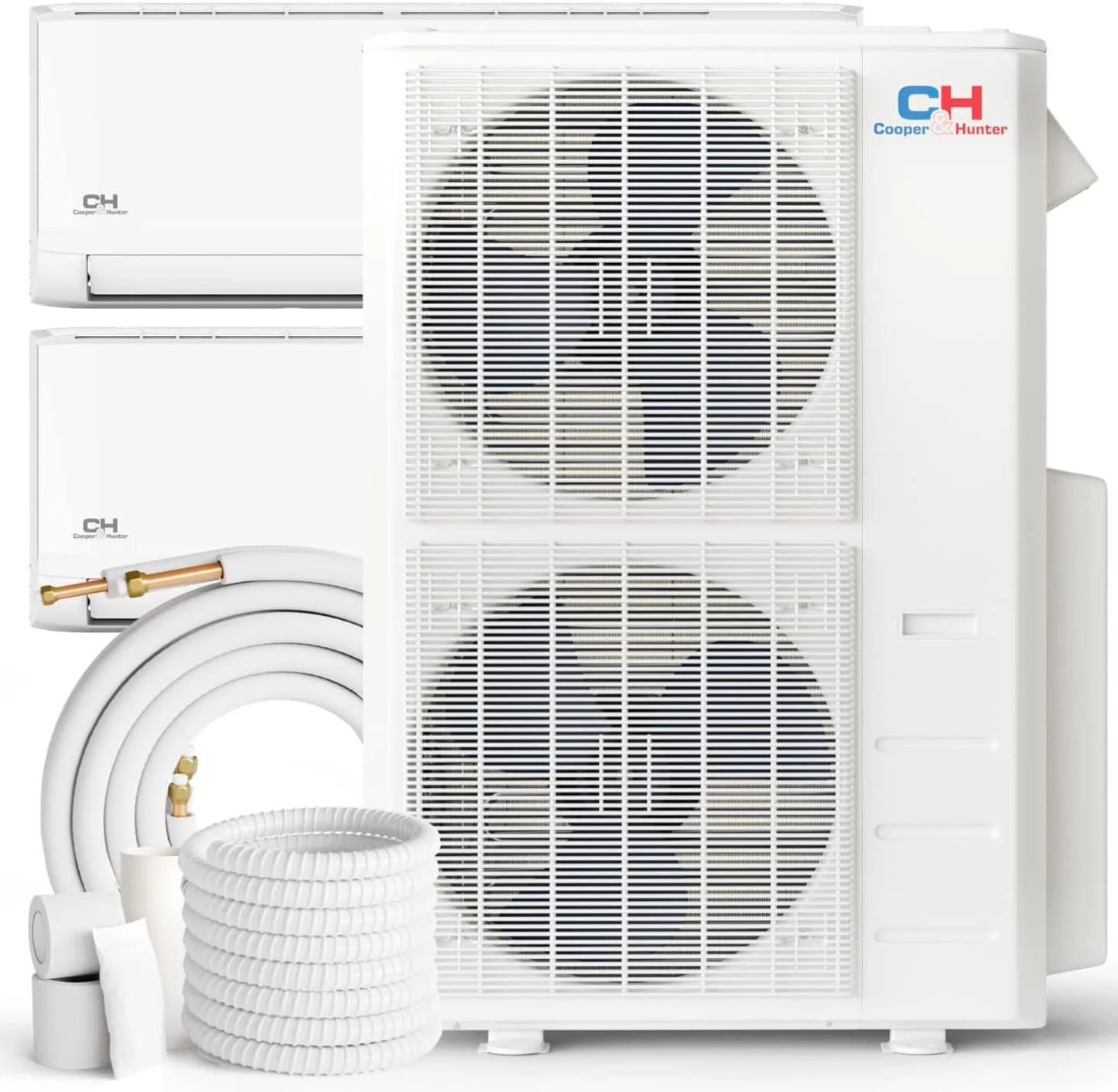 48,000 BTU 2 Zone 18k+24k with Installation Kits, 23.4 SEER 4 TON Dual Zone Ductless Multi Mini Split Air Conditioners Wi-Fi Adapter Included