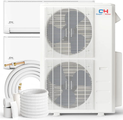 48,000 BTU 2 Zone 18k+24k with Installation Kits, 23.4 SEER 4 TON Dual Zone Ductless Multi Mini Split Air Conditioners Wi-Fi Adapter Included