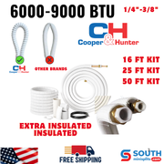 Extra Insulated Line set 1/4"-3/8"  Installation Kit for Ductless Mini Split, Pre-Flared Copper 16ft/25ft/50ft with Data Wire for 6000-9000 BTU Unit Systems - South Mini Splits