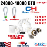 Extra Insulated Line Set 3/8"-5/8" Mini Split Installation Kit Pre-Flared 16ft/25ft/50ft with Connection Wires for 24,000-48,000 BTU 2 Ton  - 4 Ton Air Conditioner Heat Pump Inverter Unit Systems. - South Mini Splits