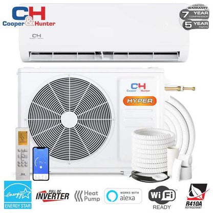 Cooper & Hunter Olivia Series HYPER, 0.5 Ton Single Zone Air Conditioner and Heat Pump, 6,000 BTU Ductless Mini Split, 23.5 SEER Inverter System, 230V, Single Head, with Wi-Fi and Optional Installation Kit - South Mini Splits