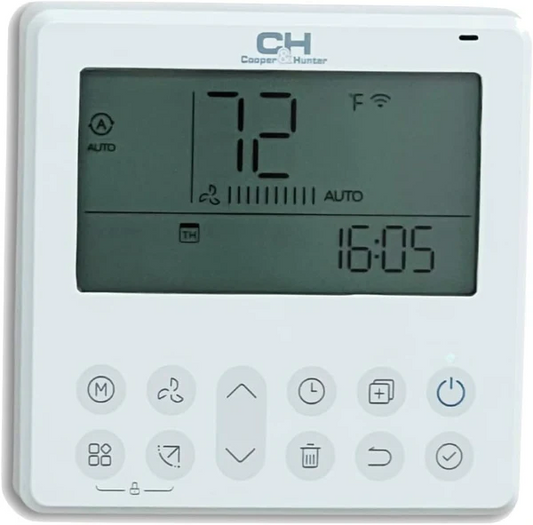 Cooper&Hunter Wired Wall Thermostat Controller with Integrated Smart Kit for Ceiling Cassettes, Universal Floor-Ceiling, Slim Ducts, and Multi-Position Air Handlers