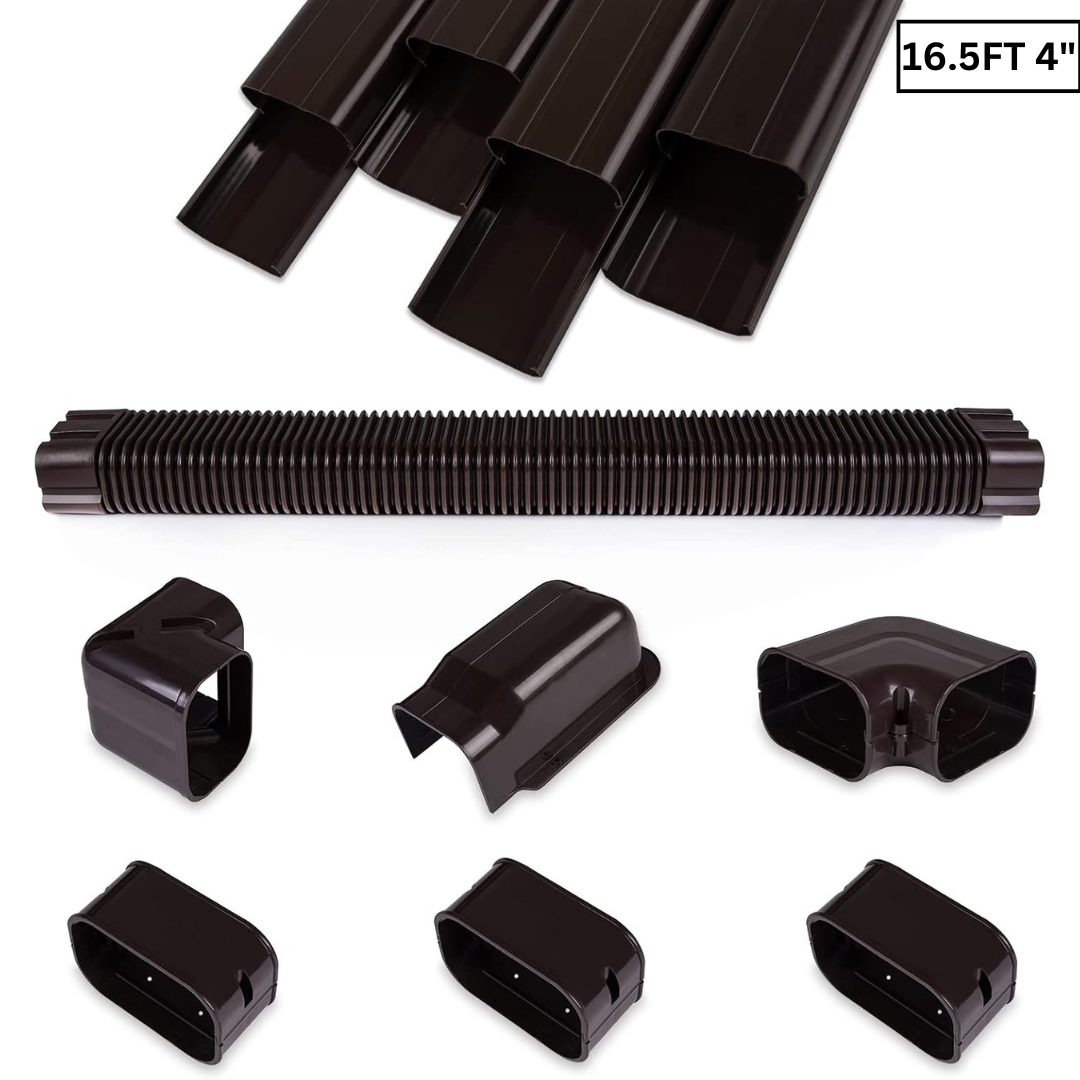 16.5FT Brown PVC Decorative Line Set Cover Kit for Ductless Mini Split Air Conditioners, Heat Pumps, and Inverters systems. - South Mini Splits