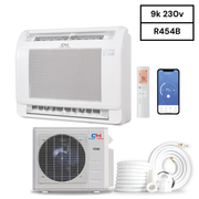 Cooper & Hunter Mini Floor Console R454B, 9,000 BTU 230V Air Conditioning Unit for Heat Pump, Ductless Mini Split Inverter System Up To 26 SEER2 with Optional Installation Kit. CH-RSH09MMC-230VI +CH-RES09-230VO - South Mini Splits