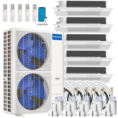 MRCOOL DIY 5th Gen Multi-Zone 5-Zone Mini Split AC & Heat Pump -- 55000 (4.6 Ton), One Way Ceiling Cassette Units (6K+6K+9K+12K+12K BTU), Inverter Technology, 230V, Heating & Cooling - R454B - South Mini Splits