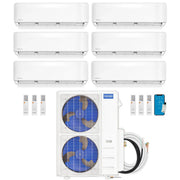 MRCOOL DIY 5th Gen Multi-Zone 6-Zone Mini Split AC & Heat Pump -- 48000 (4.0 Ton), Wall Mount Units (6K+6K+6K+9K+9K+18K BTU), Inverter Technology, 230V, Heating & Cooling - R454B