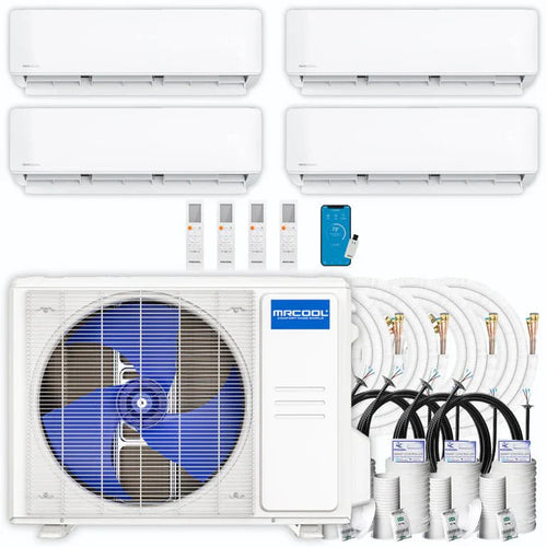 MRCOOL DIY 5th Gen Multi-Zone 4-Zone Mini Split AC & Heat Pump -- 36000 (3.0 Ton), Wall Mount Units (6K+6K+6K+18K BTU), Inverter Technology, 230V, Heating & Cooling - R454B - South Mini Splits