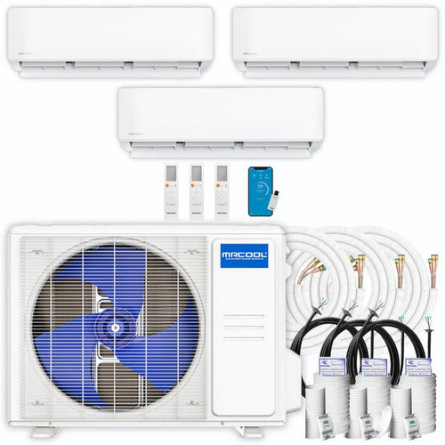 MRCOOL DIY 5th Gen Multi-Zone 3-Zone Mini Split AC & Heat Pump -- 18000 (1.5 Ton), Wall Mount Units (6K+6K+6K BTU), Inverter Technology, 230V, Heating & Cooling - R454B - South Mini Splits