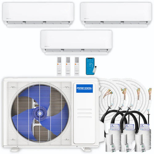 MRCOOL DIY 5th Gen Multi-Zone 3-Zone Mini Split AC & Heat Pump -- 36000 (3.0 Ton), Wall Mount Units (9K+9K+9K BTU), Inverter Technology, 230V, Heating & Cooling - R454B - South Mini Splits