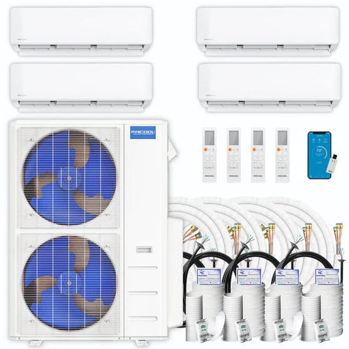MRCOOL DIY 5th Gen Multi-Zone 4-Zone Mini Split AC & Heat Pump -- 55000 (4.6 Ton), Wall Mount Units (12K+12K+12K+24K BTU), Inverter Technology, 230V, Heating & Cooling - R454B