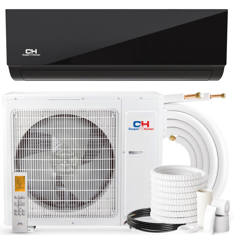 Cooper & Hunter, Olivia Midnight Series, R454B, 18,000 BTU/h, 1.5 Ton, 230V/60HZ, 22 SEER, Ductless Mini Split Wall Mount AC/Heater With WIFI and Optional Installation Kit CH-RB18MOLVWM-230VI + CH-RES18-230VO