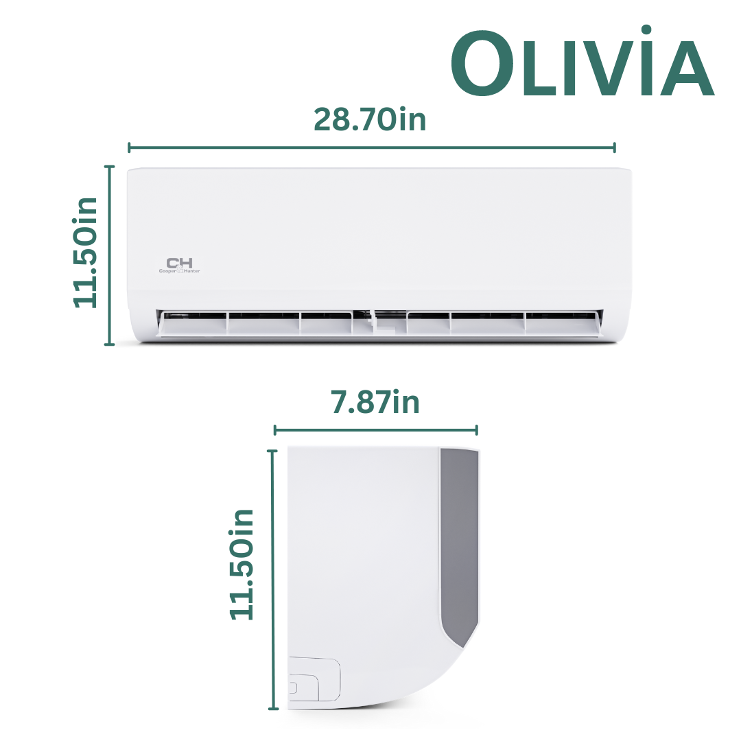 2 Zone Cooper & Hunter Olivia Series, 1.5 Ton Air Conditioner, Ductless Mini Split with 6k+6k BTU Wall Mounts, 22.9 SEER 18K BTU Inverter Heat Pump, 230V, Dual Head (2 Heads), Includes Choice of 25ft or 50ft Installation Kit + WIFI Adapter - South Mini Splits