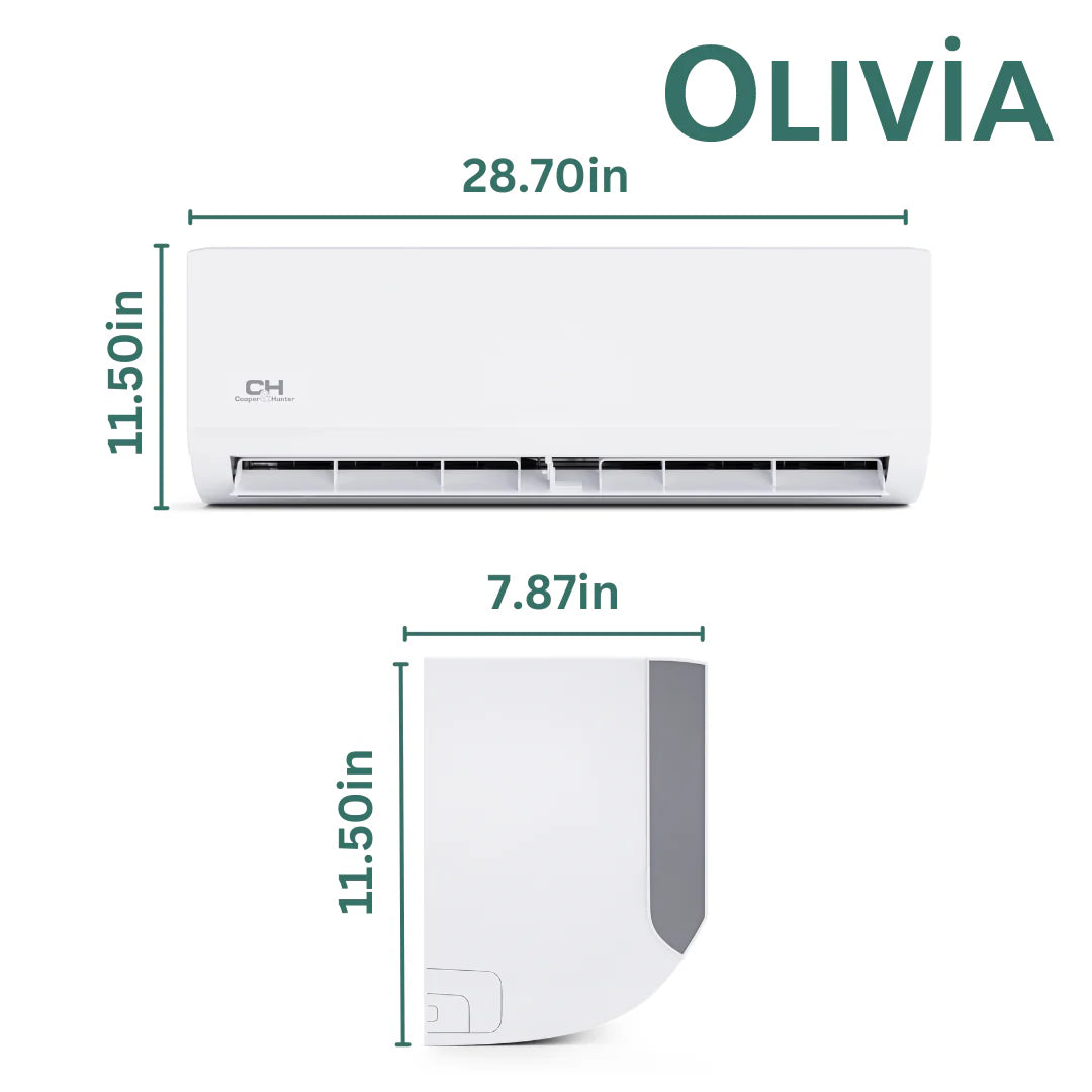 2 Zone Cooper & Hunter Olivia Series, 1.5 Ton Air Conditioner, Ductless Mini Split with 6k+6k BTU Wall Mounts, R410A, 22.9 SEER 18K BTU Inverter Heat Pump, 230V, Dual Head (2 Heads), Includes Choose your Installation Kits + WIFI Adapter