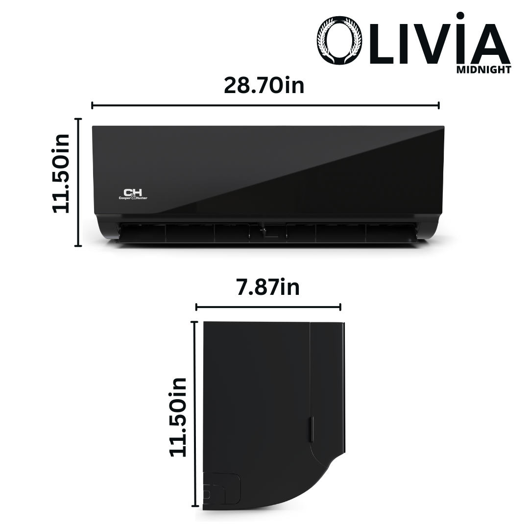 2 Zone Cooper & Hunter Olivia Midnight Series, 1.5 Ton Air Conditioner, Ductless Mini Split with 6k+6k BTU Wall Mounts, R410A,22.5 SEER 18000 BTU Heat Pump, 230V, Dual Head (2 Heads), Optional 16ft 25ft 50ft Installation Kit + WIFI Adapter - South Mini Splits