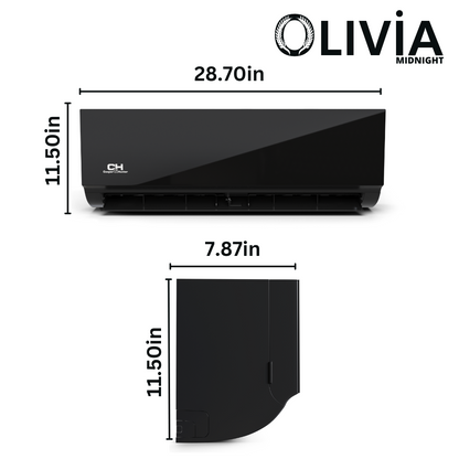 2 Zone Cooper &amp; Hunter Olivia Midnight Series, 1.5 Ton Air Conditioner, Ductless Mini Split with 6k+6k BTU Wall Mounts, R410A,22.5 SEER 18000 BTU Heat Pump, 230V, Dual Head (2 Heads), Optional 16ft 25ft 50ft Installation Kit + WIFI Adapter - South Mini Splits