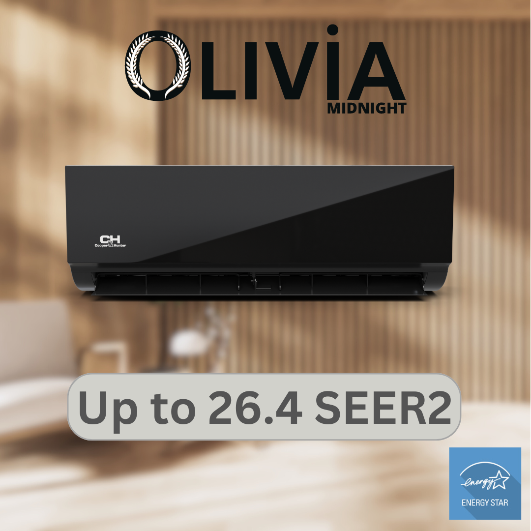 Cooper&Hunter | Cooper&Hunter Olivia Midnight Series R454B, 12,000 BTU Black Wall-Mount Indoor Unit, 230V Mini Split Heat Pump Inverter System, Up to 26 SEER2 with Wi-Fi, Optional Installation Kit - CH-RB12MOLVWM-230VI | CLICK HERE TO CONTACT US FOR CUSTOM QUOTES AND QUESTIONS 
CLICK TO CALL US 737-738-6329 FOR ANY QUES