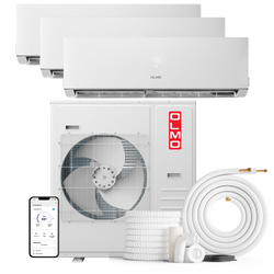 3 Zone OLMO Sierra Multi-Zone 36,000 BTU Tri Zone Inverter Heat Pump 3 Ton 230V Air Conditioner 12K + 12K + 18K BTU Wall Mount Ductless Mini Split A/C and Heater with Optional 16ft, 25ft or 50ft Installation Kits (3 Heads)